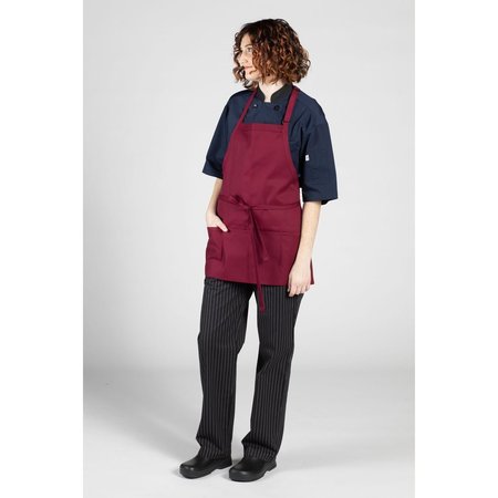 UNCOMMON THREADS Adjustable 3-Pocket Bib Apron Burgundy 3011-0300